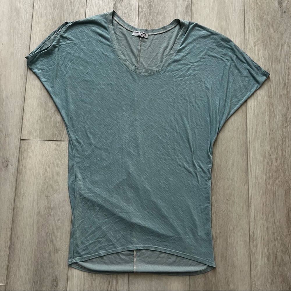 Michael Stars Turquoise Blue Dolman Sleeves Scoop Neck Top - Picture 1 of 6